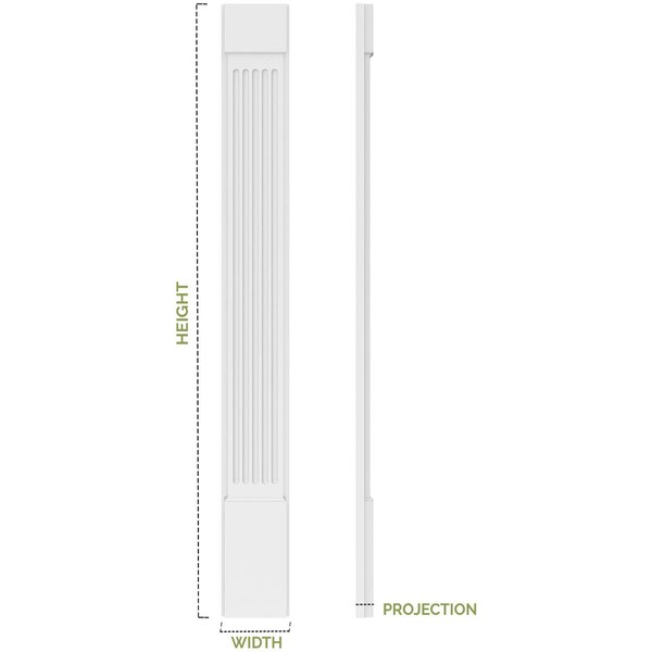 Two Equal Flat Panel PVC Pilaster W/Standard Capital & Base, 7W X 48H X 2P